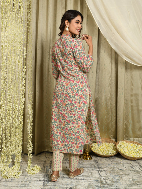 MULMUL MEHRANG BLOCK PRINTED KURTA & PANT SET MULMUL MEHRANG BLOCK PRINTED KURTA & PANT SET
